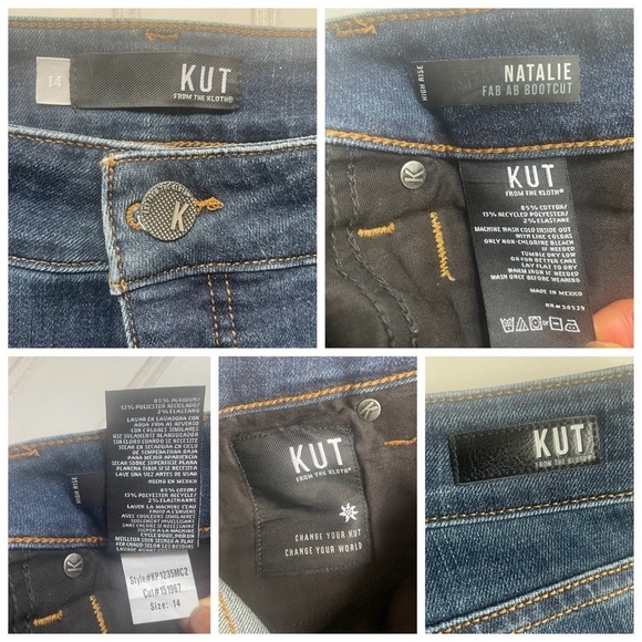Kut from the Kloth Natalie Fab Ab Bootcut Denim Jeans Blue Size 14 NWOT - Picture 5 of 9